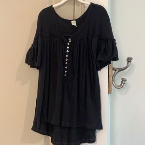 Free People Black Knit Fluttersleeve Tunic